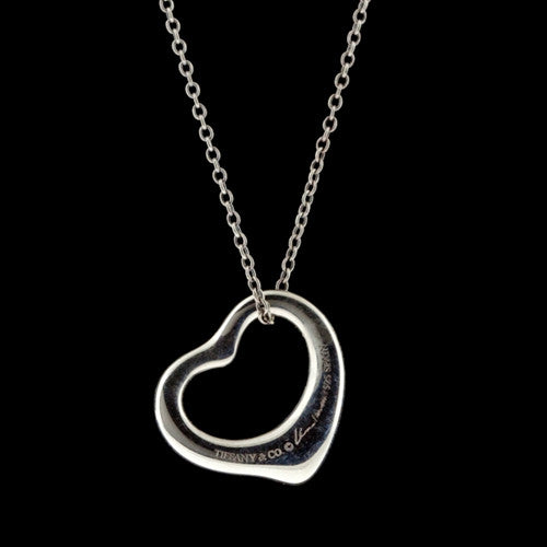 Tiffany & Co Sterling Silver Solid Necklace Chain Peretti Open Heart Pendant