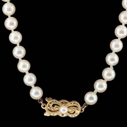 mika【MIKIMOTO】ダイヤ付 K18 約6.5-7.0mm 370 MIKIMOTO （新品仕上げ済）ミキモト パール ダイヤ ネックレス