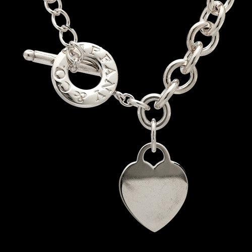 Tiffany & Co. Sterling Silver Heart Tag Toggle Necklace Tiffany Link -  66mint Fine Estate Jewelry