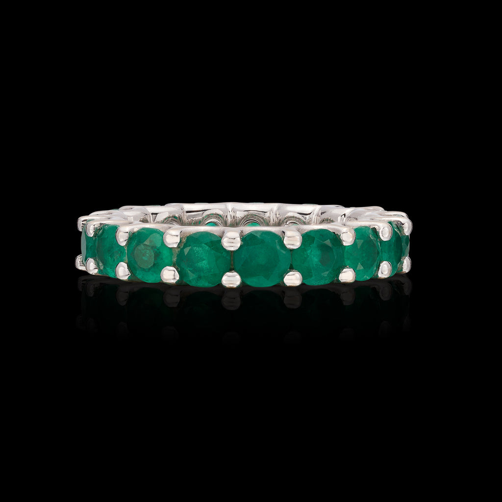 Lovely Emerald & 18k White Gold Eternity Band