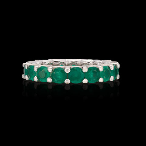 Lovely Emerald & 18k White Gold Eternity Band