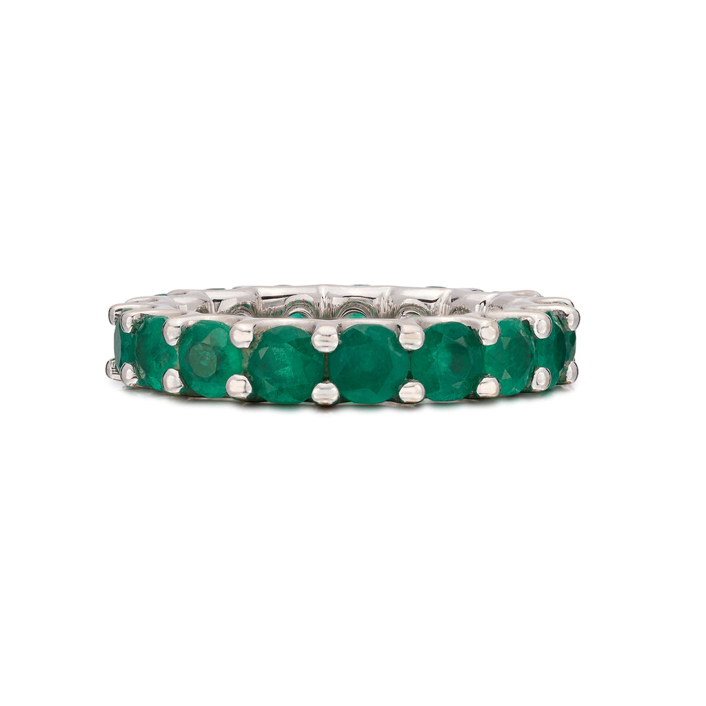 Lovely Emerald & 18k White Gold Eternity Band