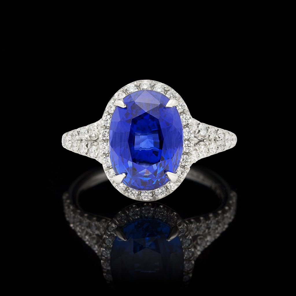 Extraordinary 5.08ct Unheated Sapphire in Custom Platinum & Diamond Ring