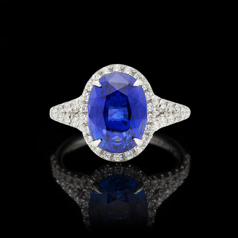 Extraordinary 5.08ct Unheated Sapphire in Custom Platinum & Diamond Ring