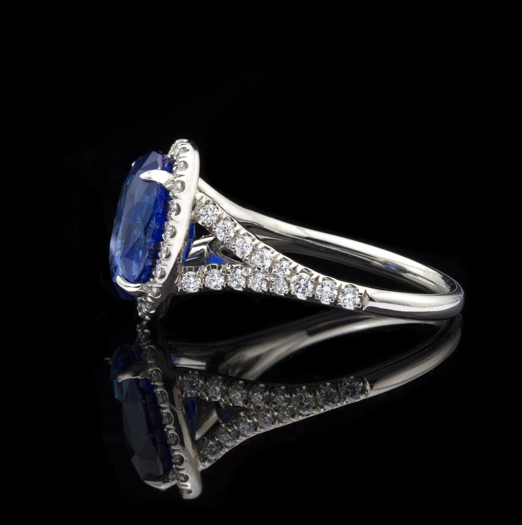 Extraordinary 5.08ct Unheated Sapphire in Custom Platinum & Diamond Ring
