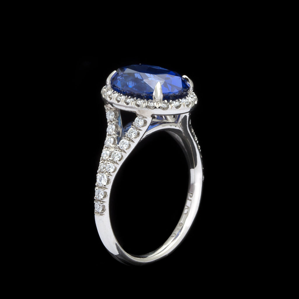 Extraordinary 5.08ct Unheated Sapphire in Custom Platinum & Diamond Ring