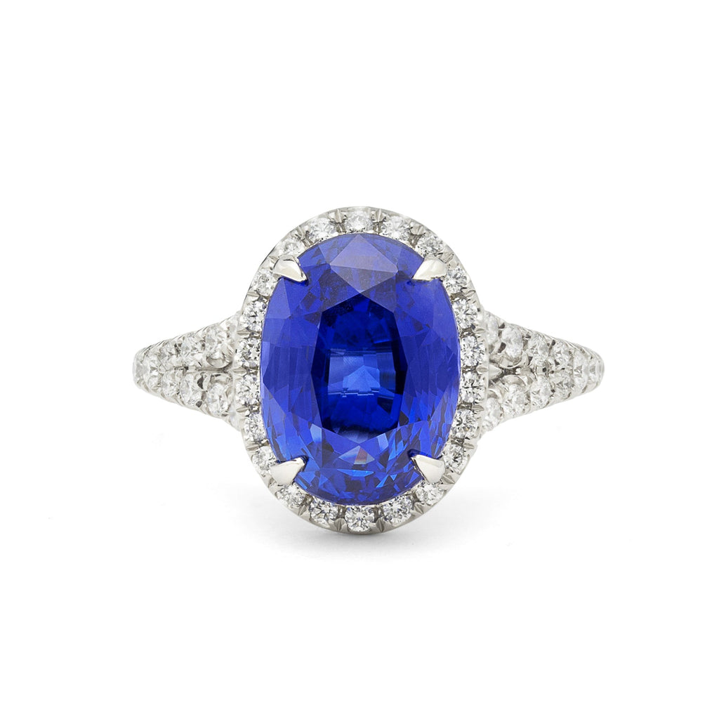 Extraordinary 5.08ct Unheated Sapphire in Custom Platinum & Diamond Ring