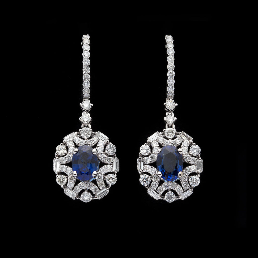 Elegant Sapphire & Diamond Drop Earrings