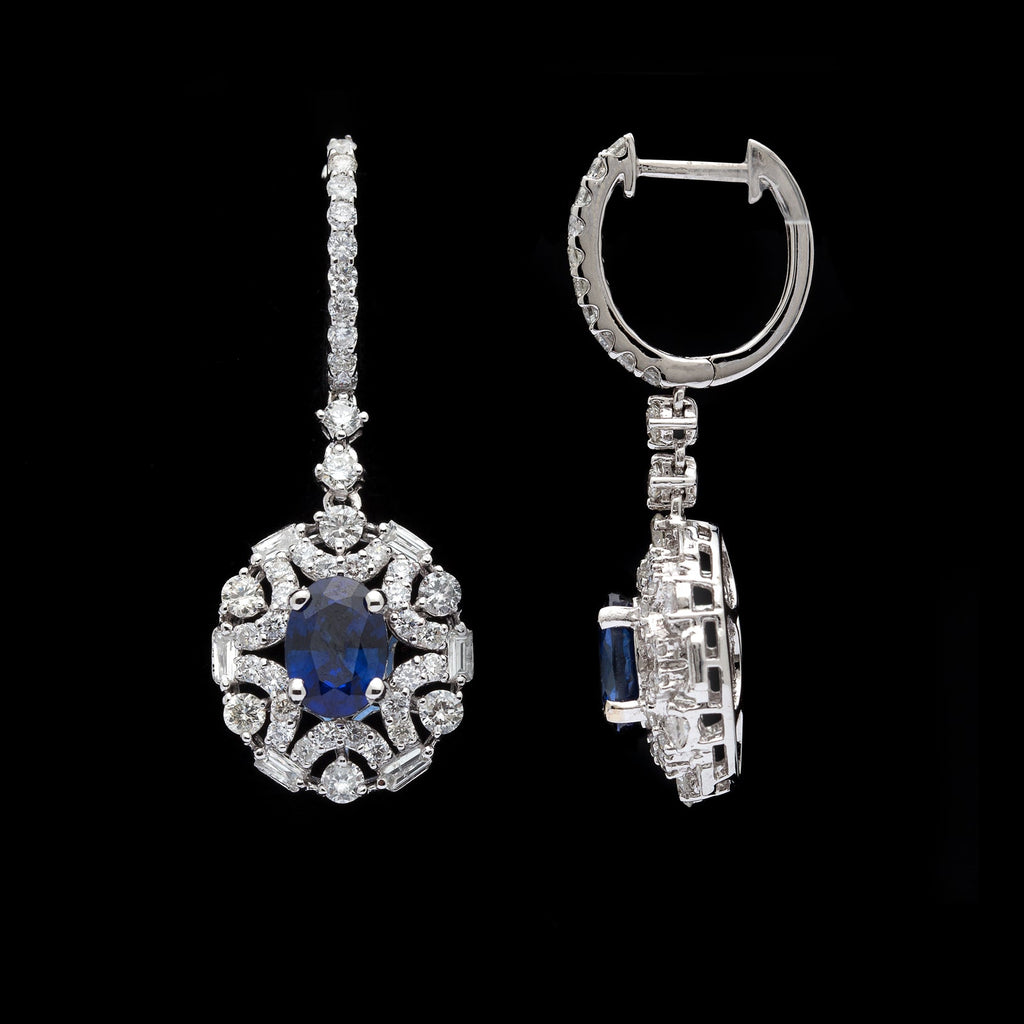Elegant Sapphire & Diamond Drop Earrings