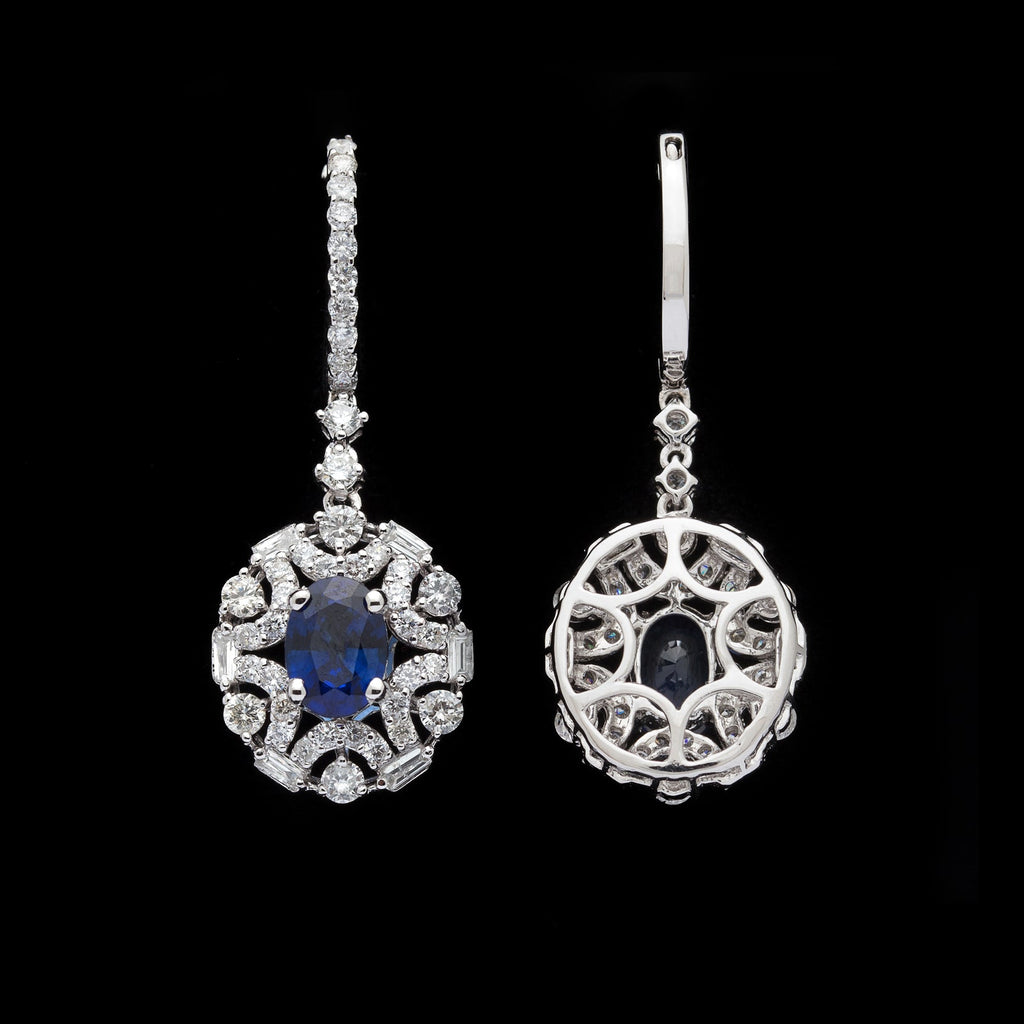 Elegant Sapphire & Diamond Drop Earrings