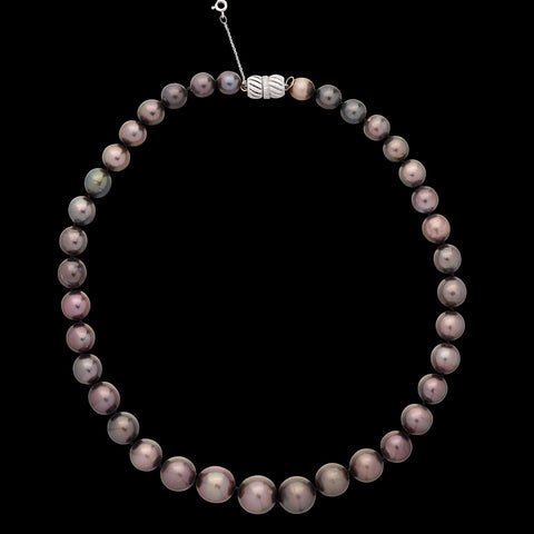 Graduated Black Cultured Pearl and Diamond Necklace