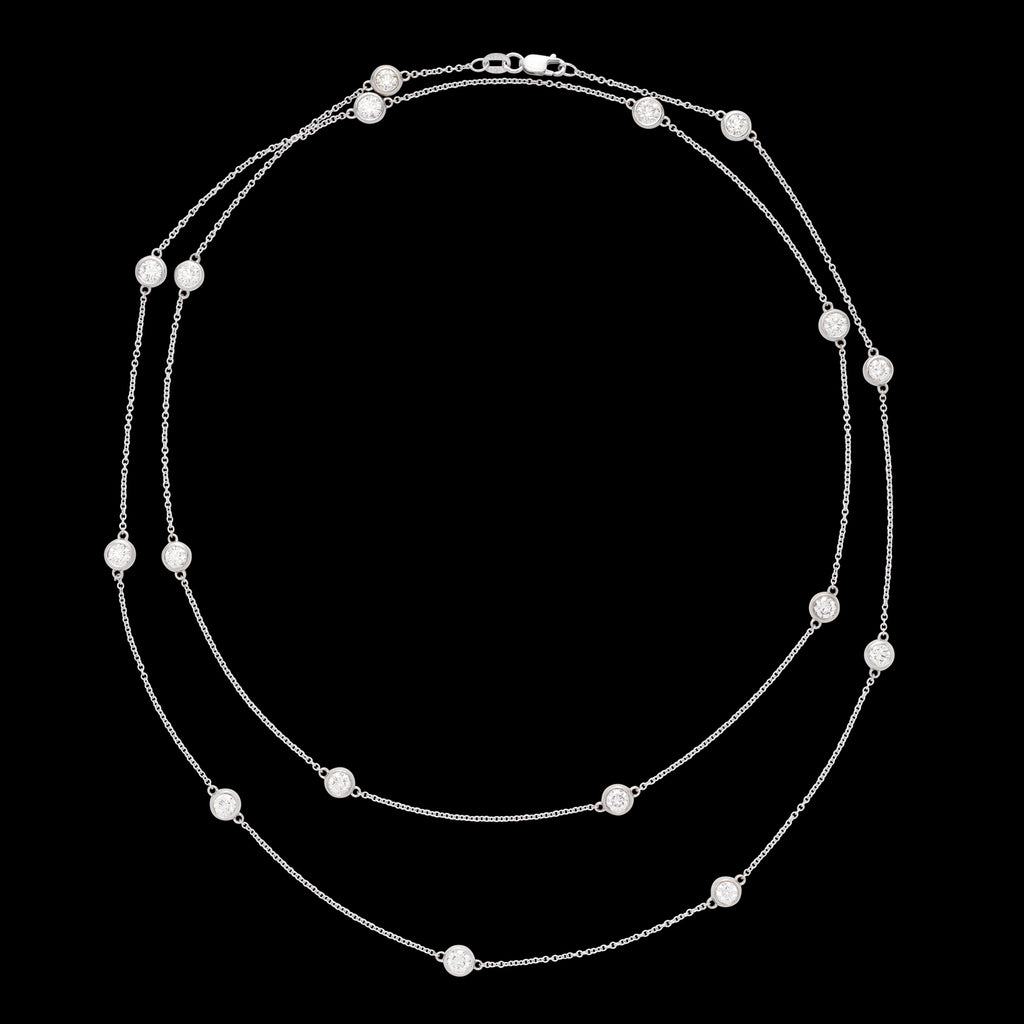 18k White Gold Diamond Station Necklace