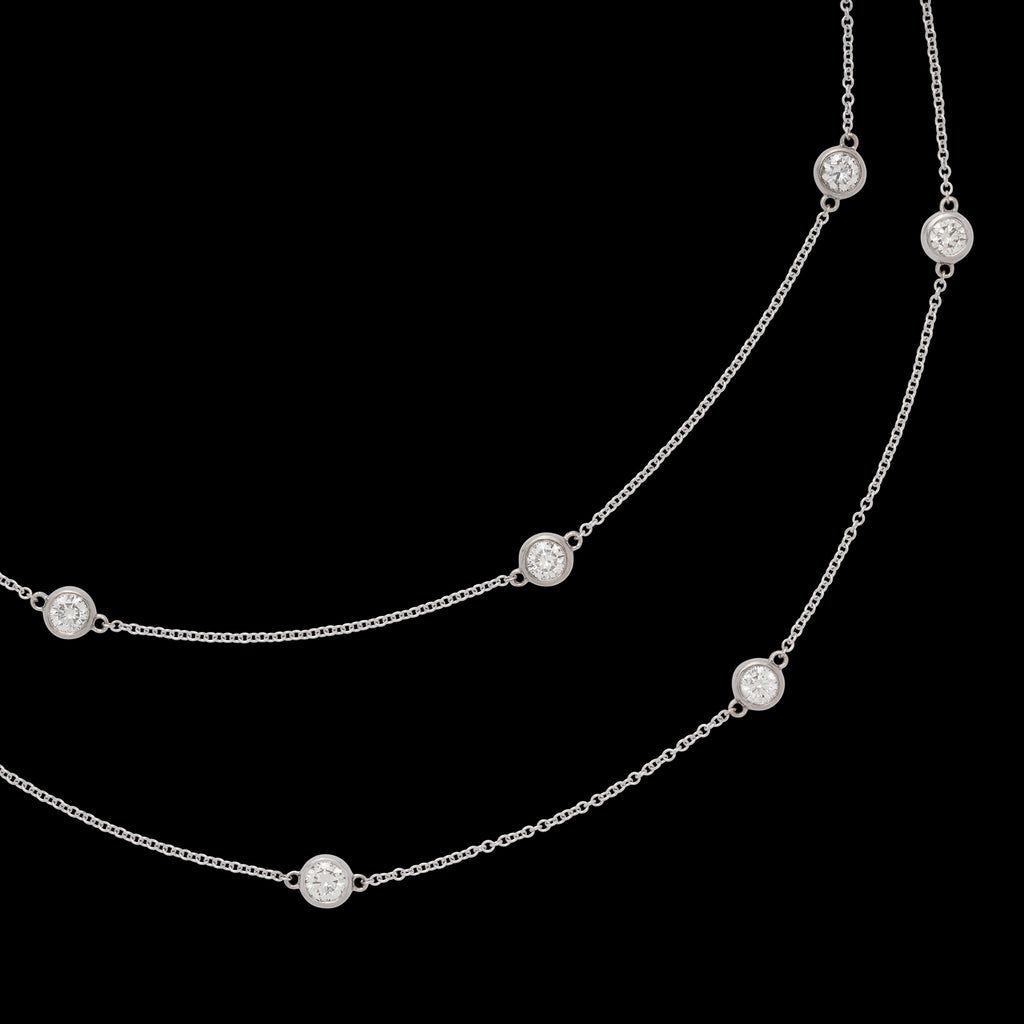 18k White Gold Diamond Station Necklace