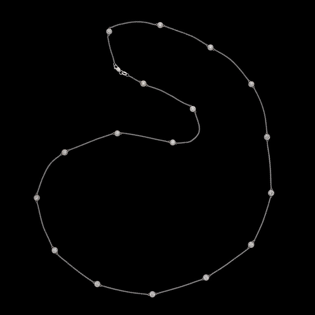 18k White Gold Diamond Station Necklace