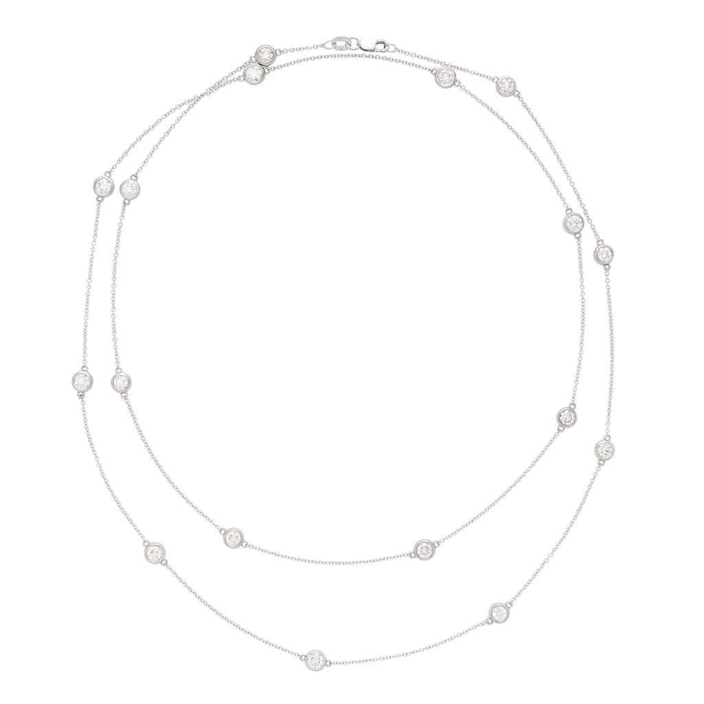 18k White Gold Diamond Station Necklace