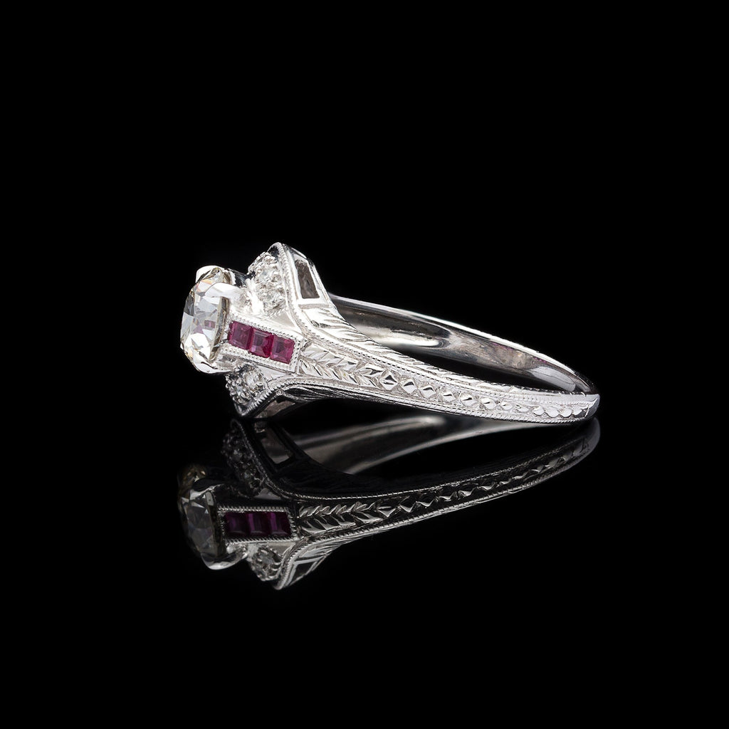 Diamond and Ruby Engagement Ring