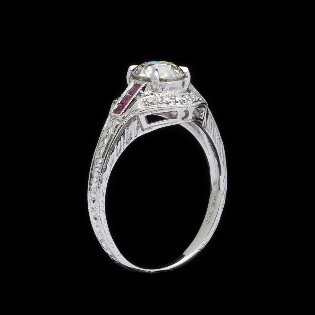 Diamond and Ruby Engagement Ring