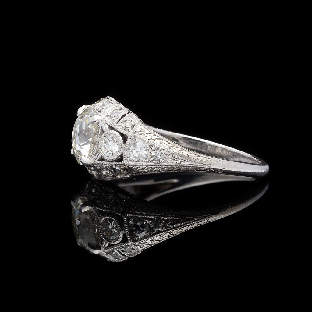 Antique Old Mine Cut Diamond and Platinum Ring