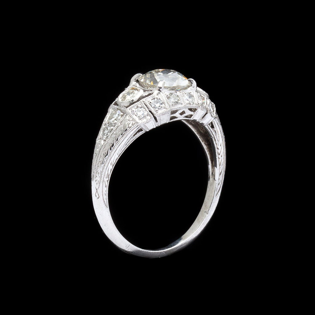 Antique Old Mine Cut Diamond and Platinum Ring