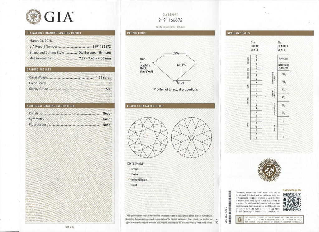 GIA 1.55-ct F/SI1 Old European Cut Diamond