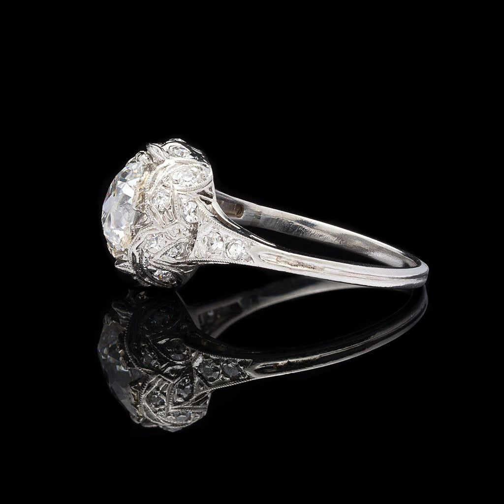 1.49ct Old Euro Diamond & Platinum Vintage Engagement Ring