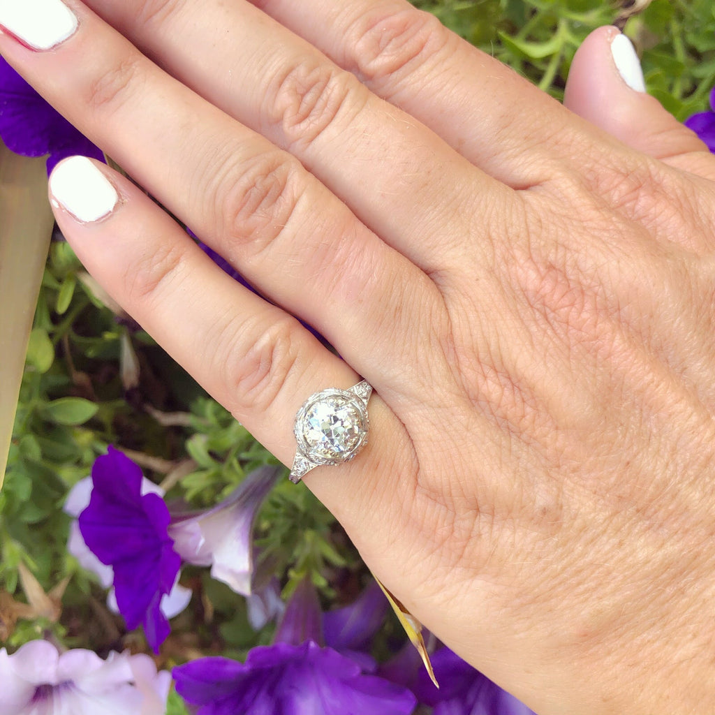 1.49ct Old Euro Diamond & Platinum Vintage Engagement Ring