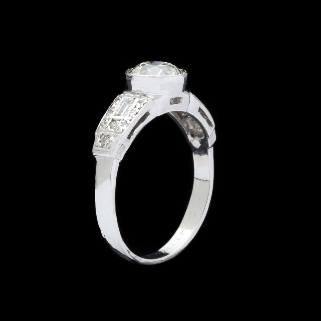 Old Euro Diamond and Platinum Antique Engagement Ring