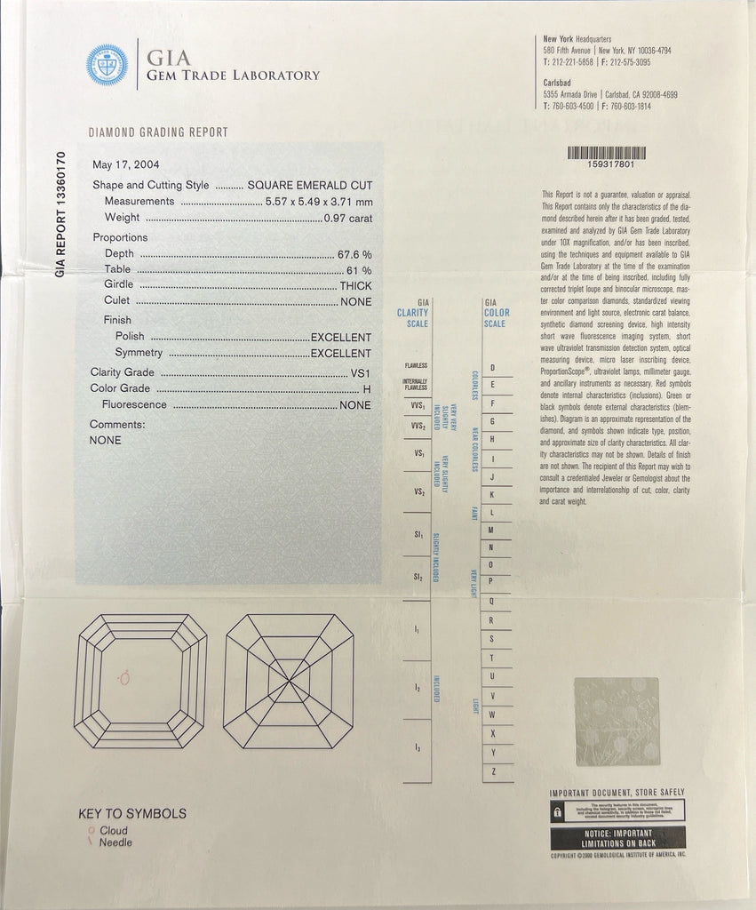 Platinum Asscher Cut Diamond Clover Pendant by Daniel K.