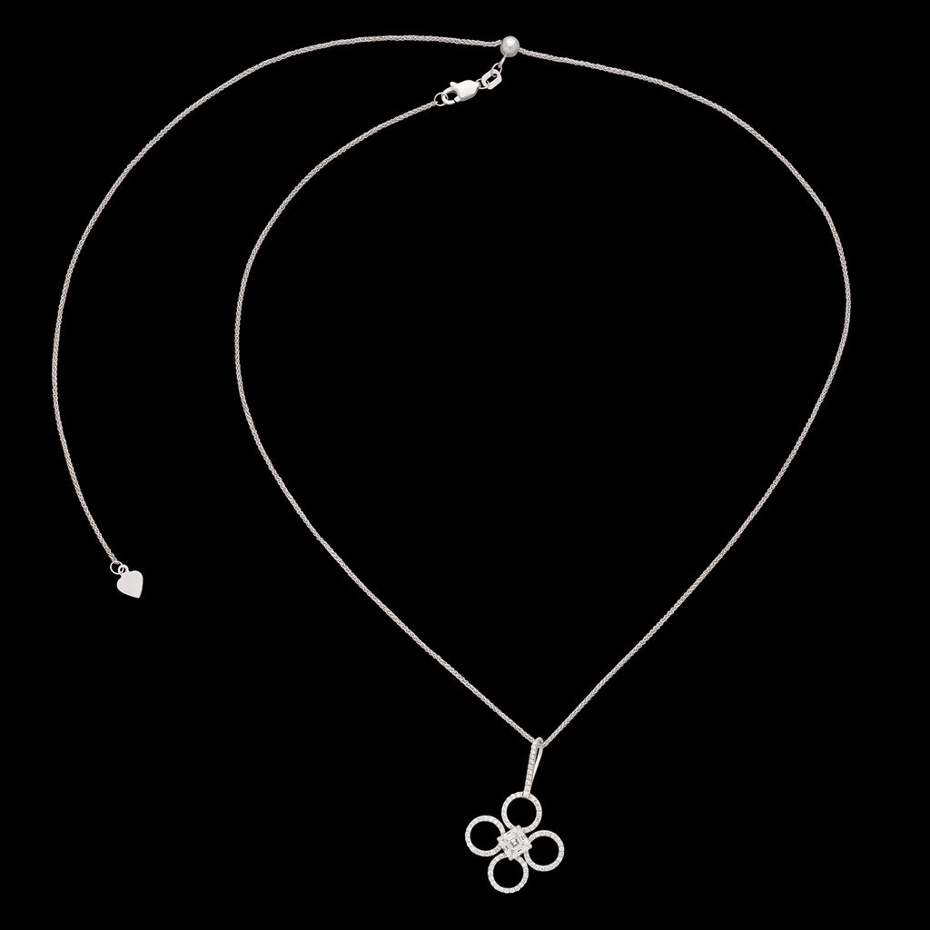 Platinum Asscher Cut Diamond Clover Pendant by Daniel K.