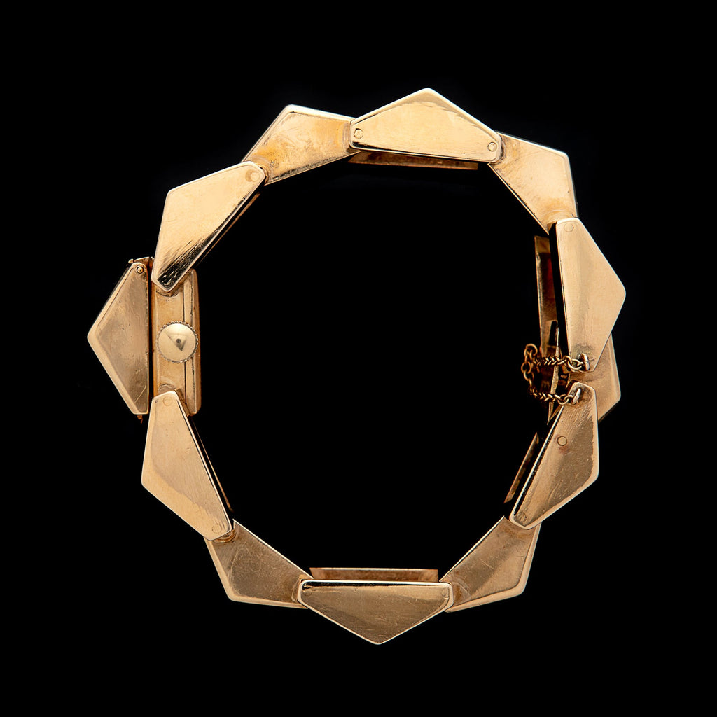 Retro Wide Link Gold Bracelet Wristwatch