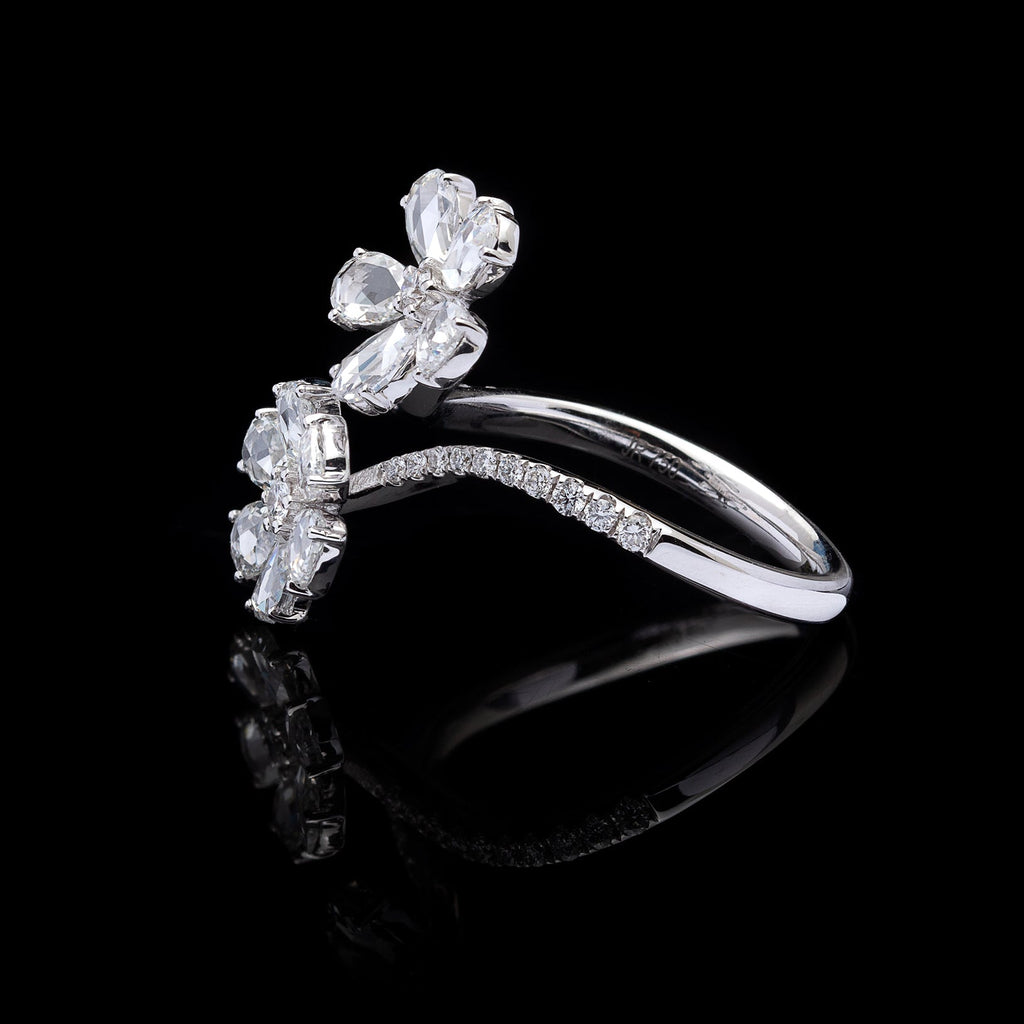 Diamond White Gold By-Pass Flower Ring