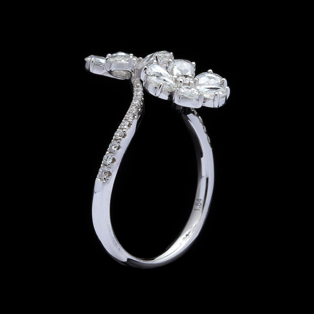 Diamond White Gold By-Pass Flower Ring