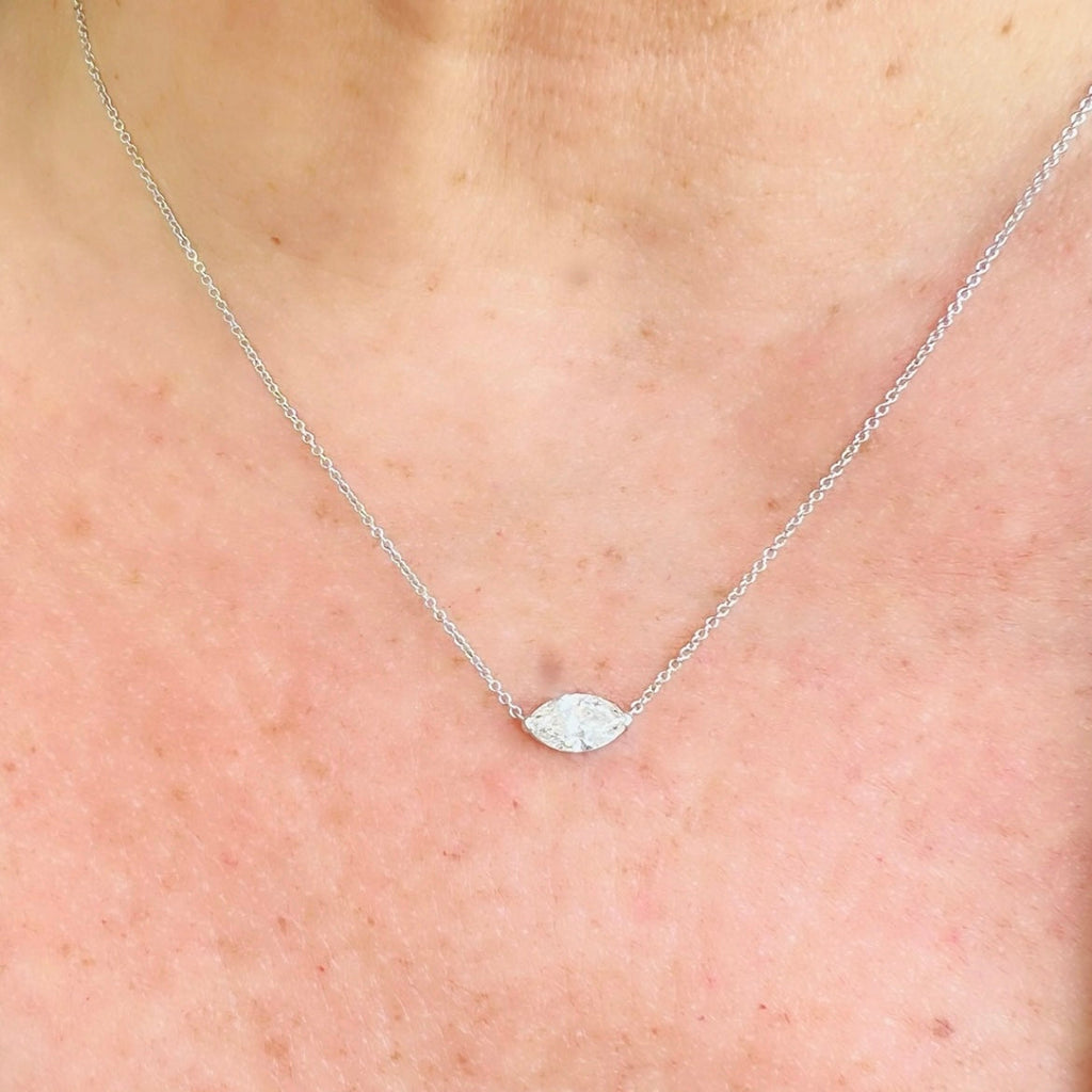 1.32ct Marquise Cut Diamond Pendant Necklace