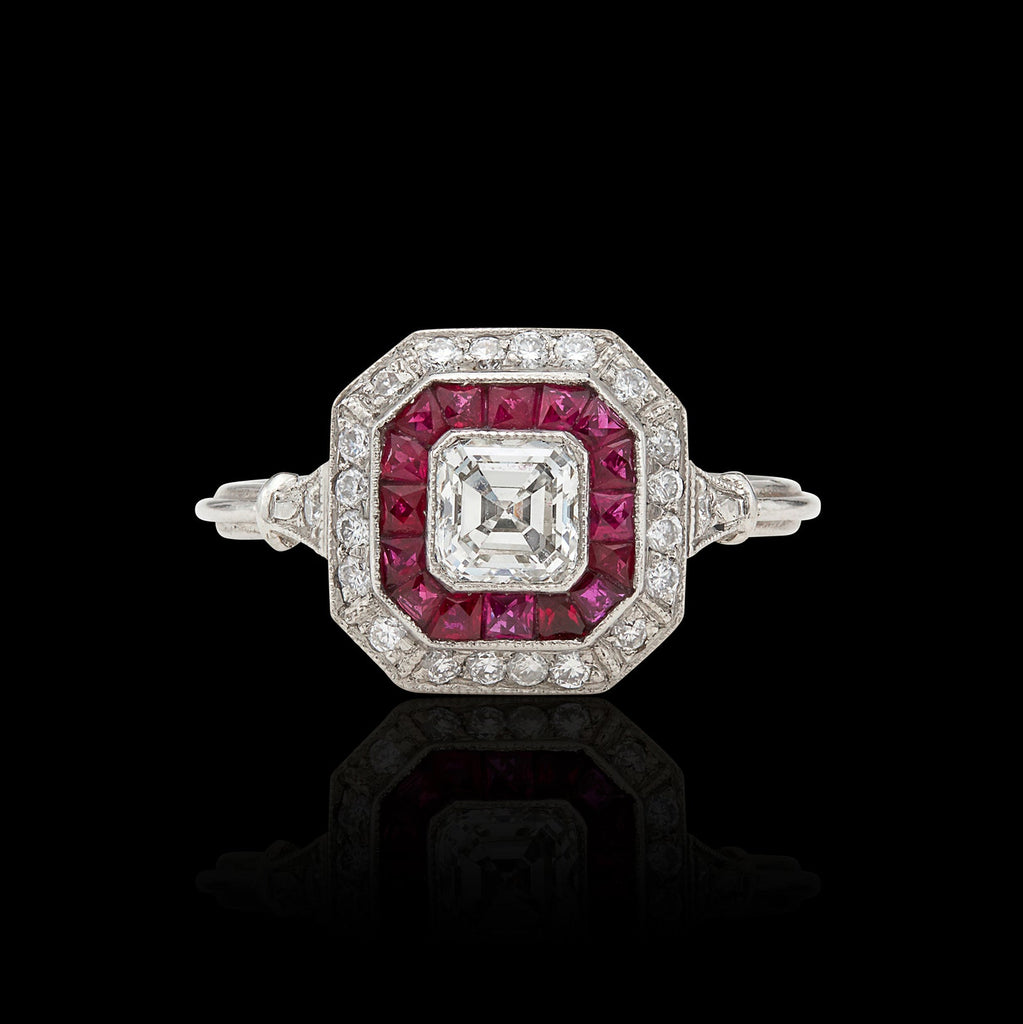 Art Deco Style Diamond & Ruby Ring