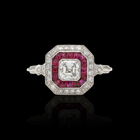 Art Deco Style Diamond & Ruby Ring