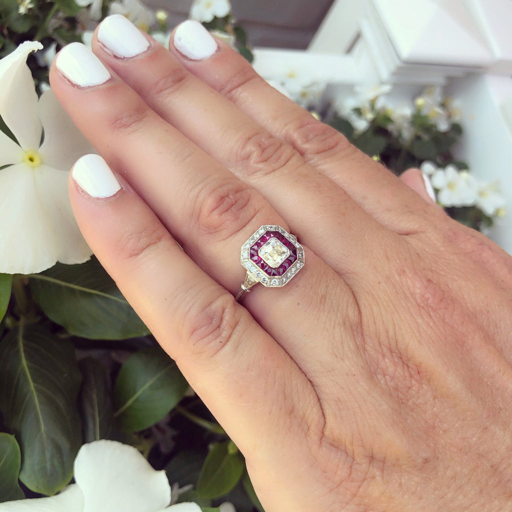 Art Deco Style Diamond & Ruby Ring