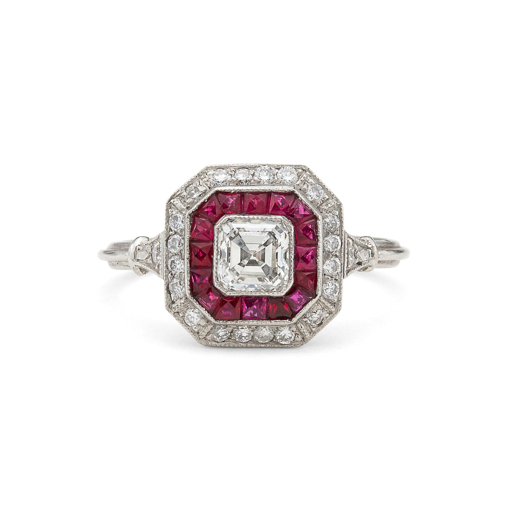 Art Deco Style Diamond & Ruby Ring