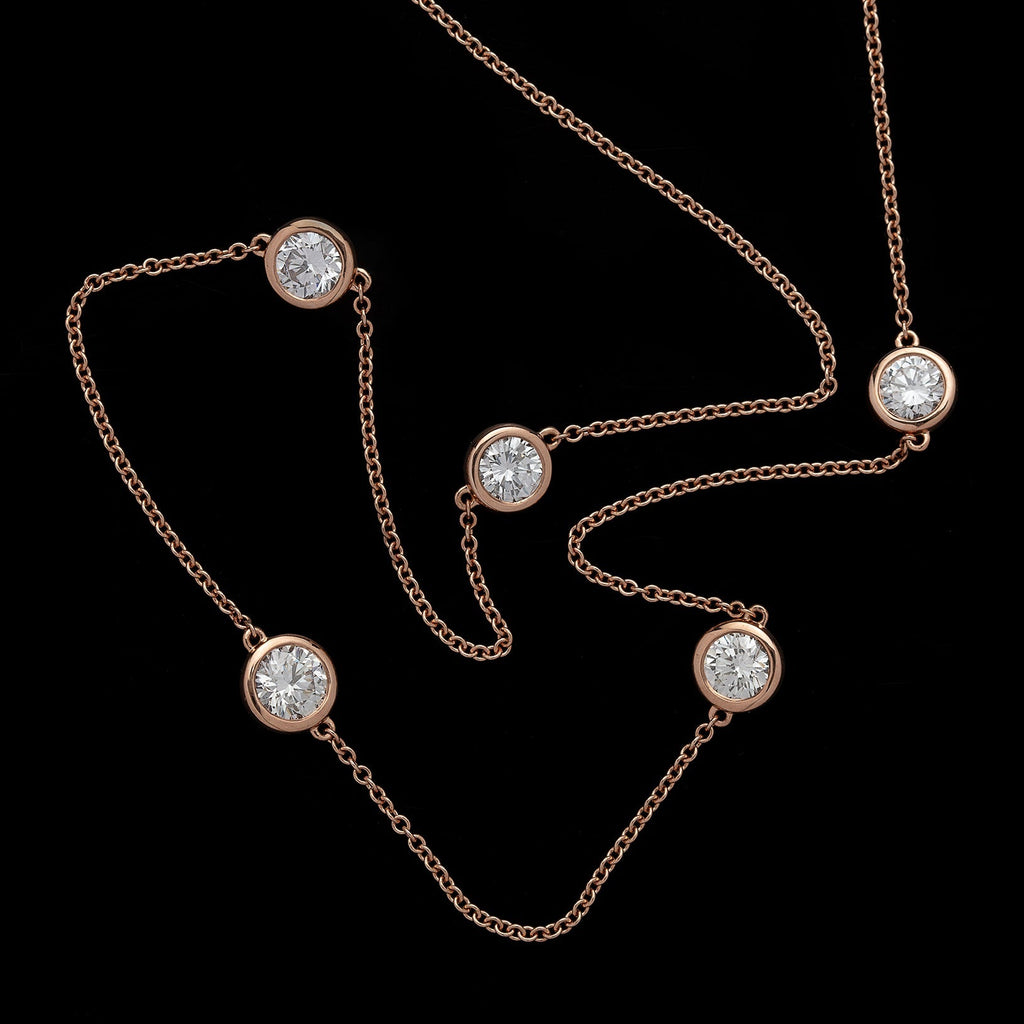 18kt Rose Gold Adjustable Diamonds By The Yard Necklace