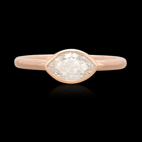 18kt Rose Gold Horizontal Set Marquise Diamond Ring