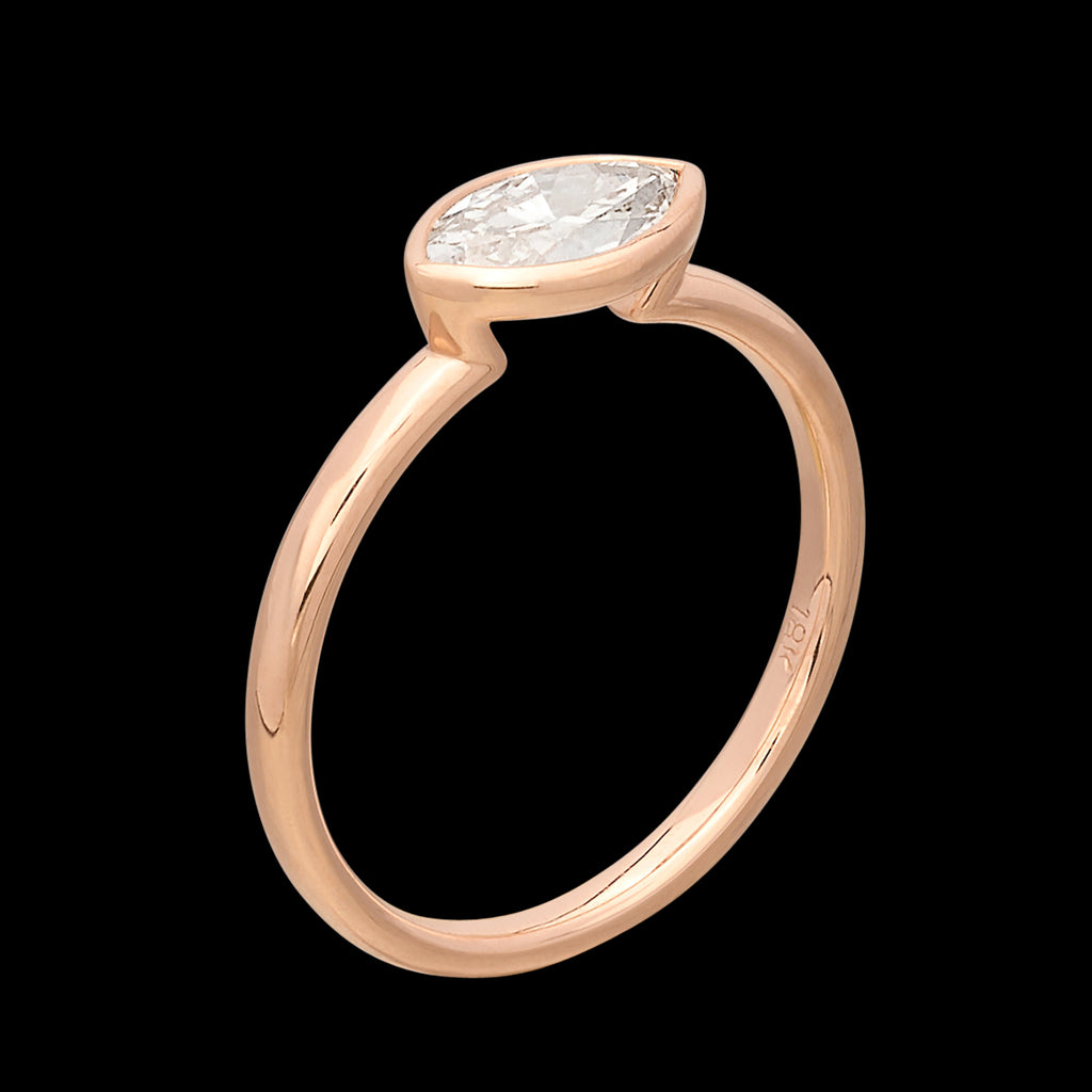 18kt Rose Gold Horizontal Set Marquise Diamond Ring