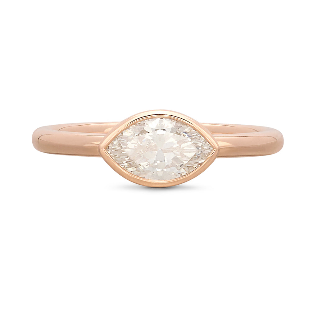 18kt Rose Gold Horizontal Set Marquise Diamond Ring