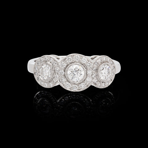 Tiffany & Co. 3-Stone Diamond Platinum Ring