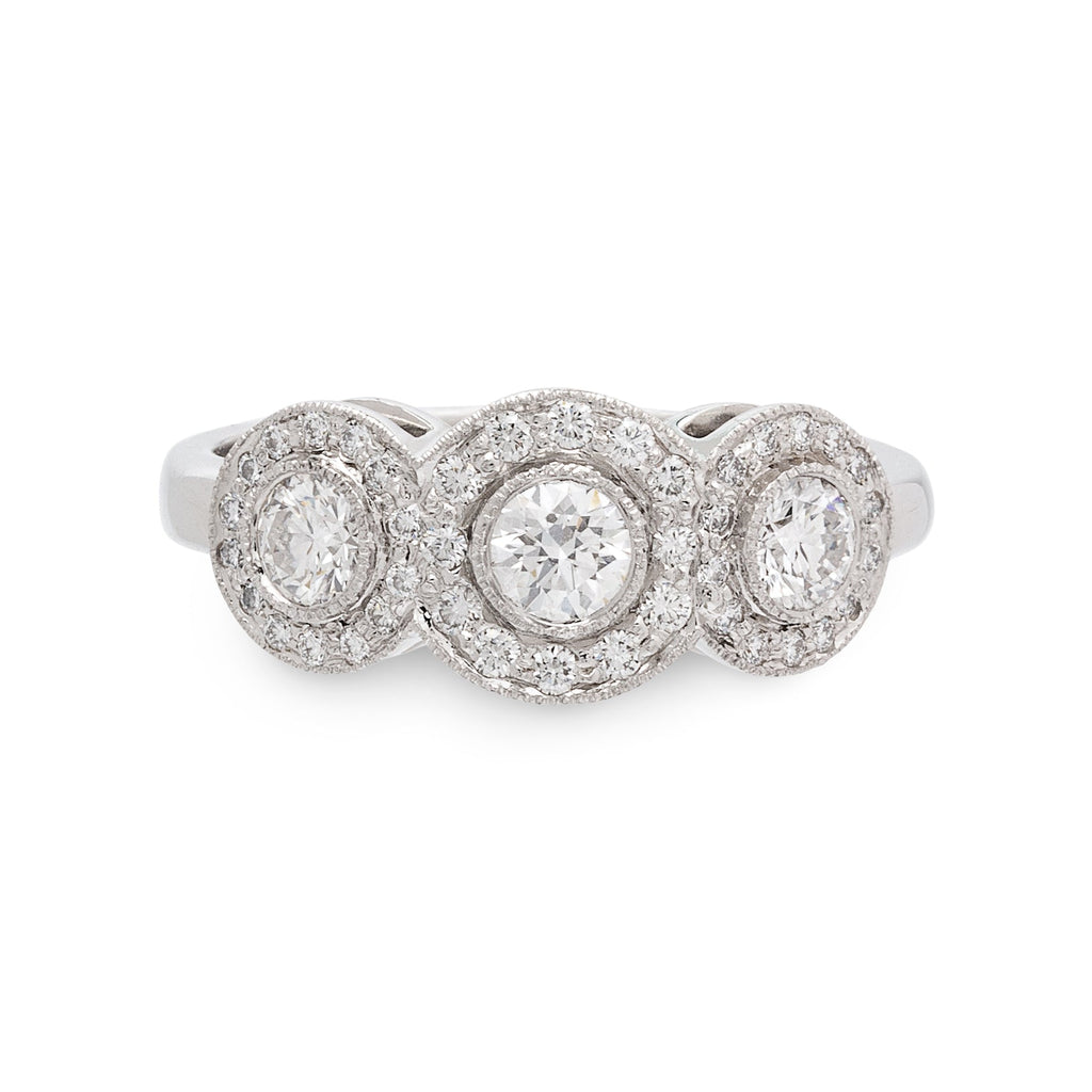 Tiffany & Co. 3-Stone Diamond Platinum Ring