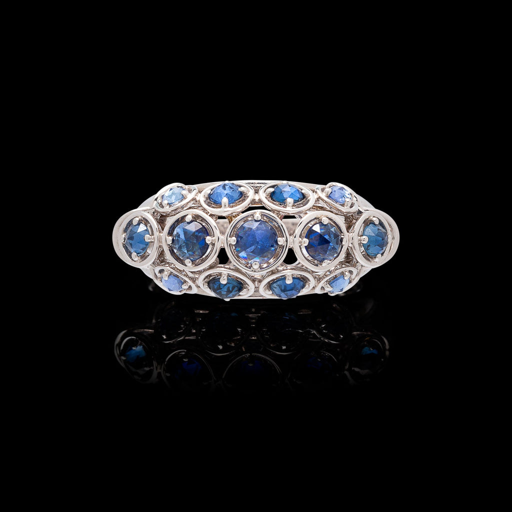Marina B. Sapphire & 18k White Gold Dome Ring