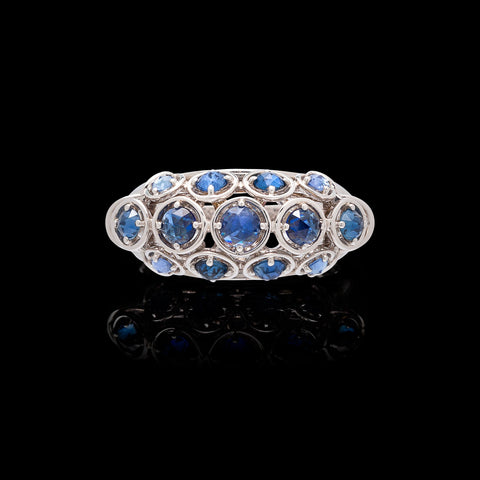 Marina B. Sapphire & 18k White Gold Dome Ring