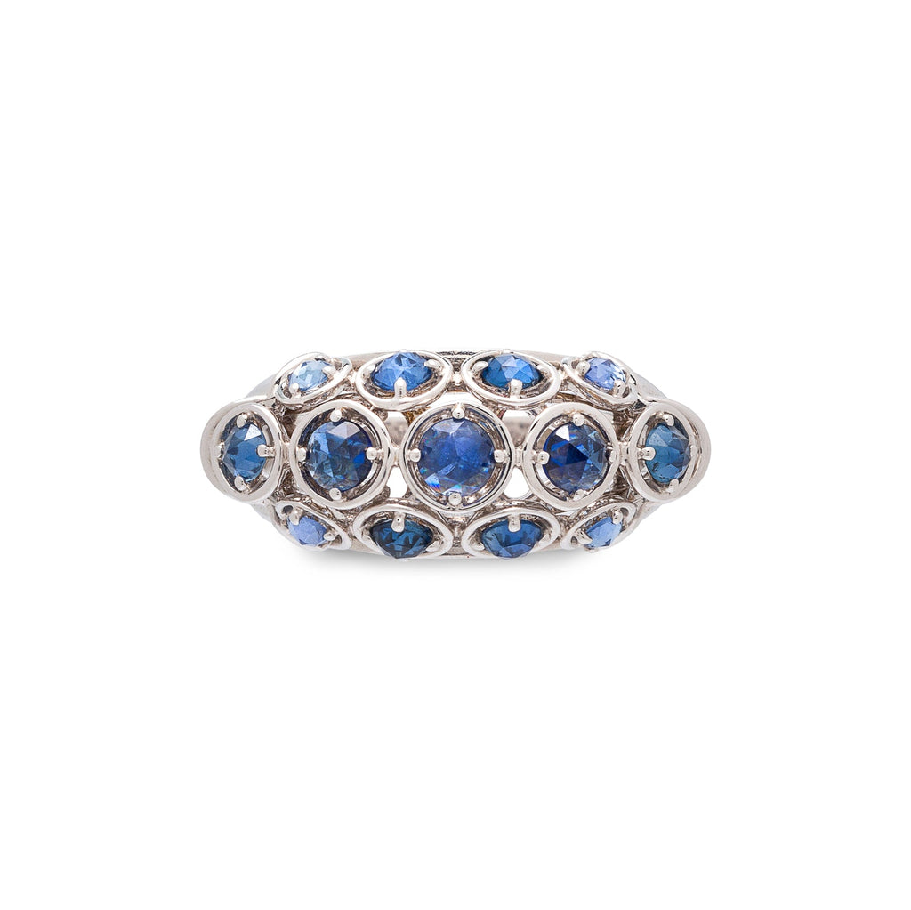 Marina B. Sapphire & 18k White Gold Dome Ring