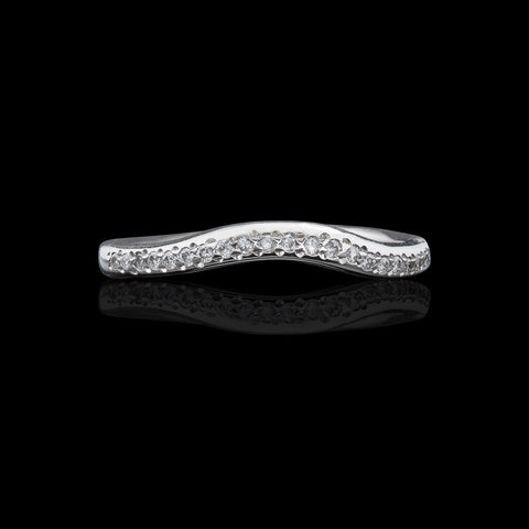 Diamond & Platinum Curved Wedding Band