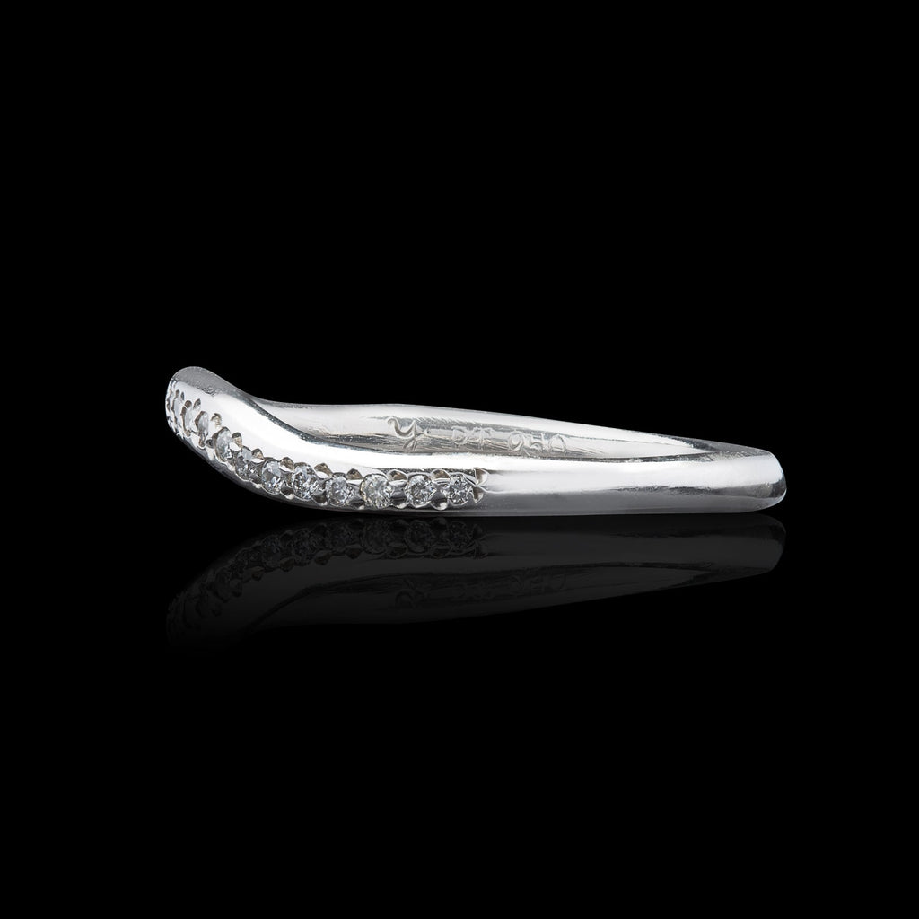 Diamond & Platinum Curved Wedding Band