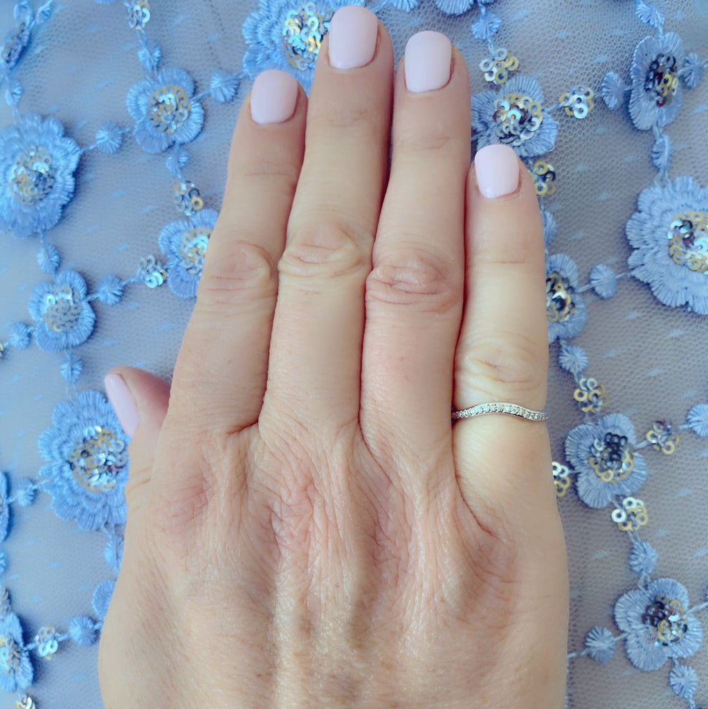 Diamond & Platinum Curved Wedding Band