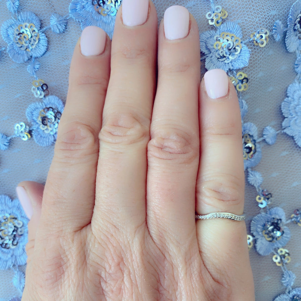 Diamond & Platinum Curved Wedding Band